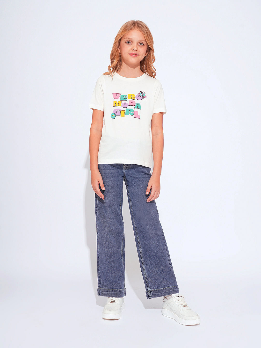 Girls White Logo Print T-Shirt