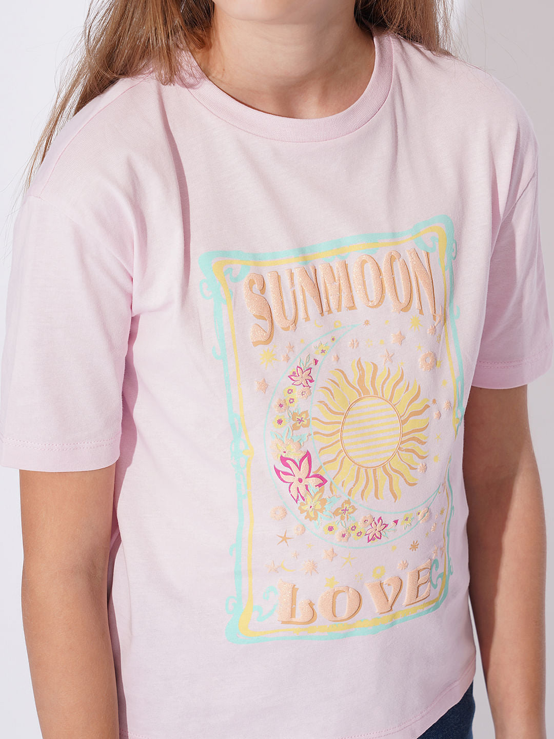 Girls Pink Printed T-Shirt