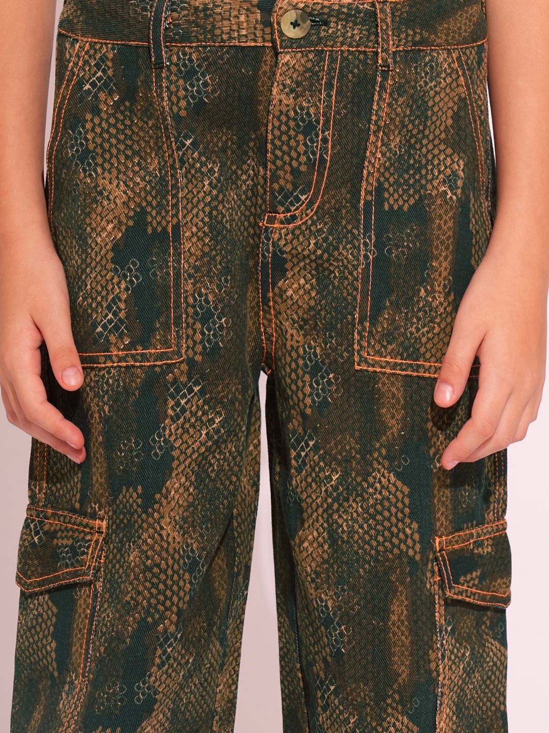 X Jungle Book Green Animal Print Straight Fit Pants