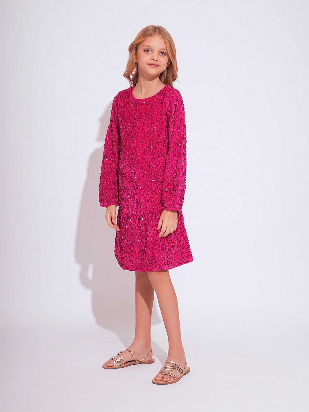 Girls Pink Sequin Dress