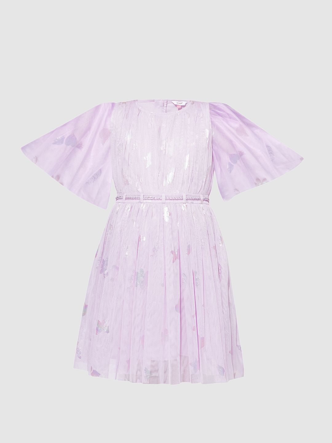 Girls Lilac Mesh Fit & Flare Dress
