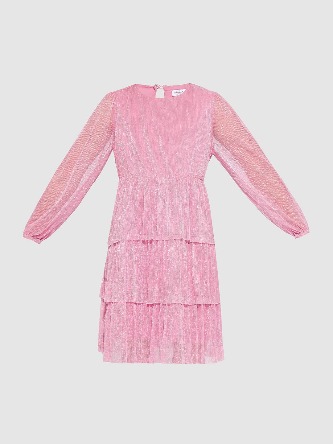 Girls Pink Shimmer Fit & Flare Dress