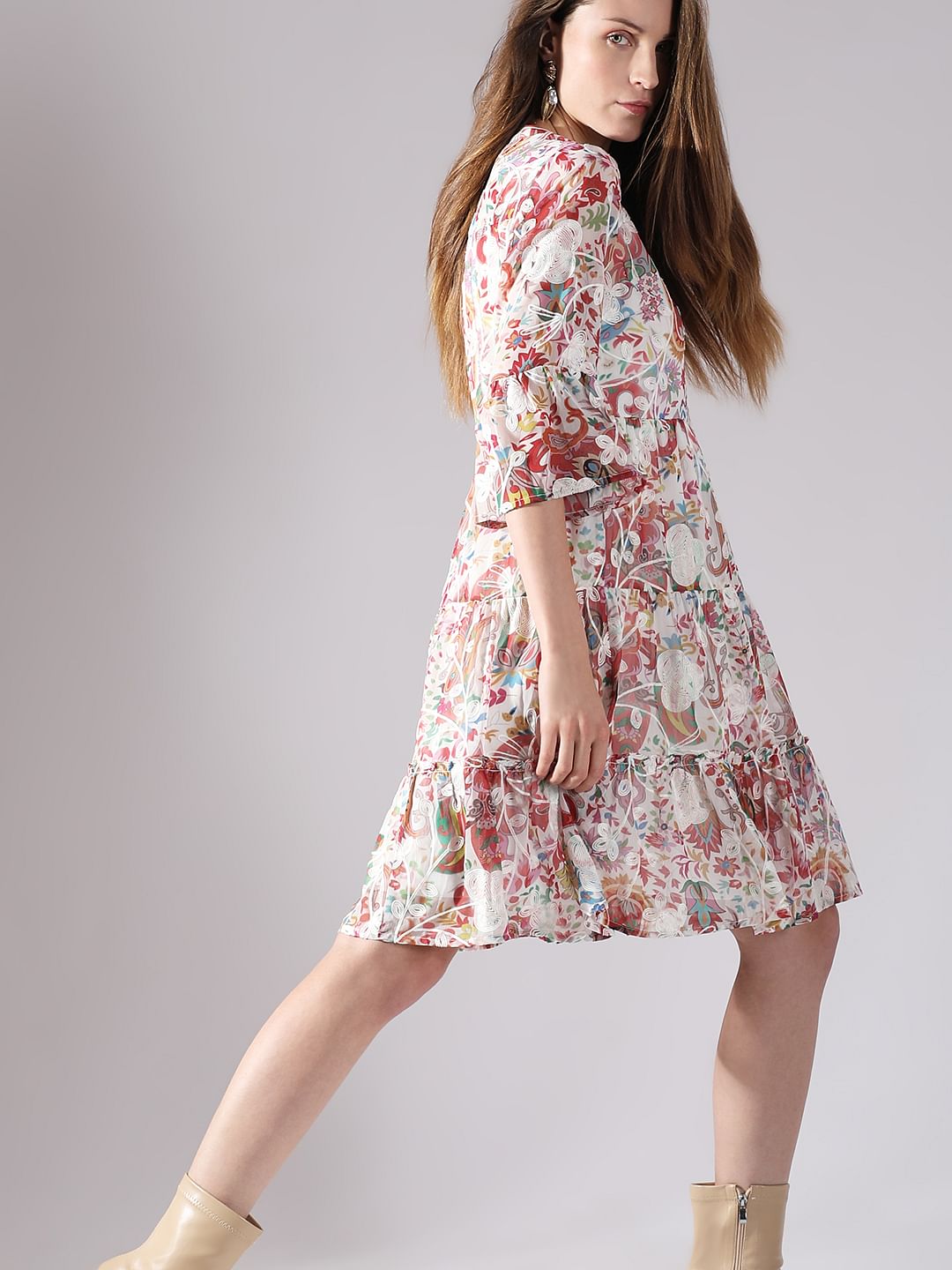 White Printed Tunic Dress