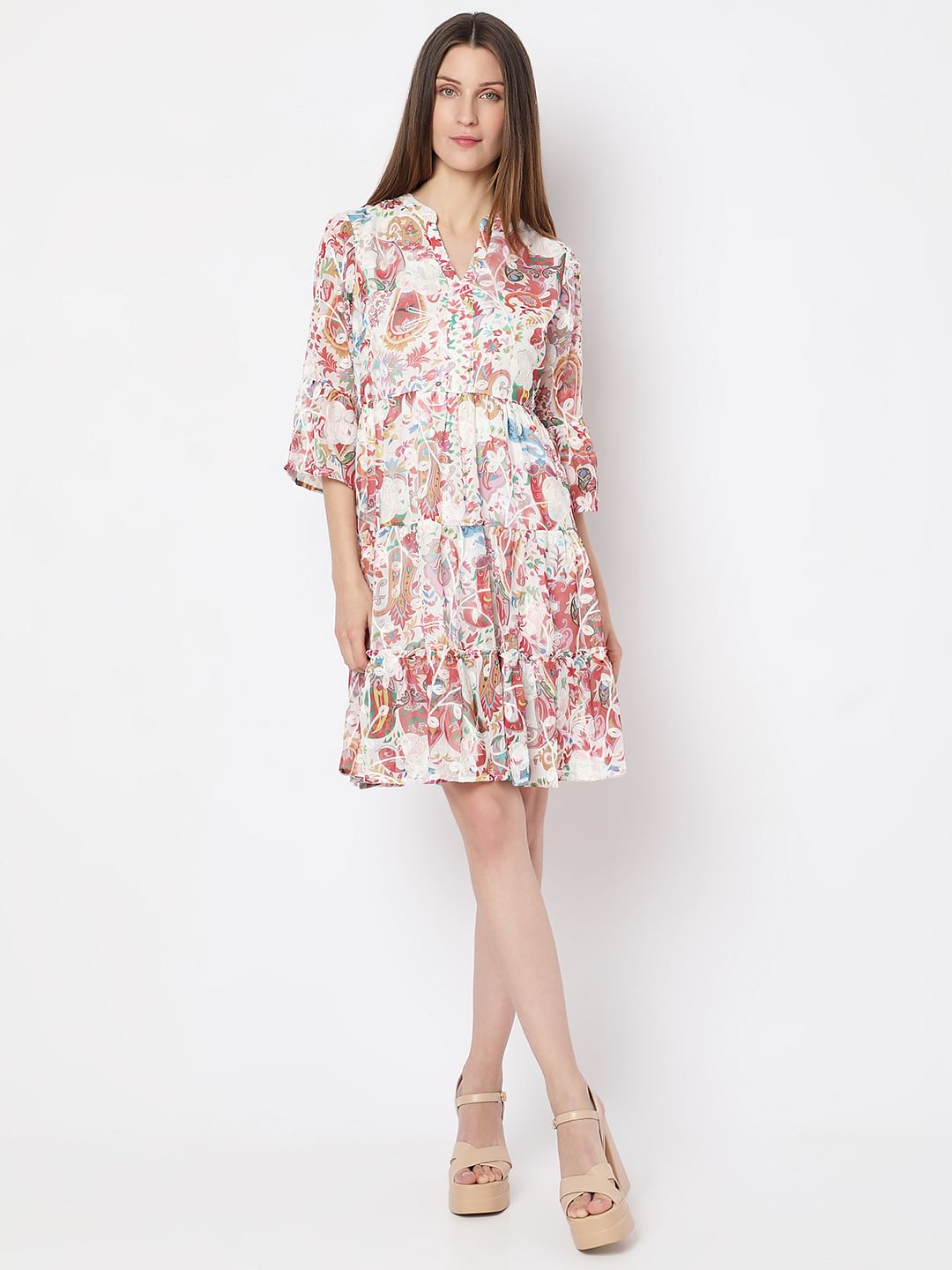 White Printed Tunic Dress