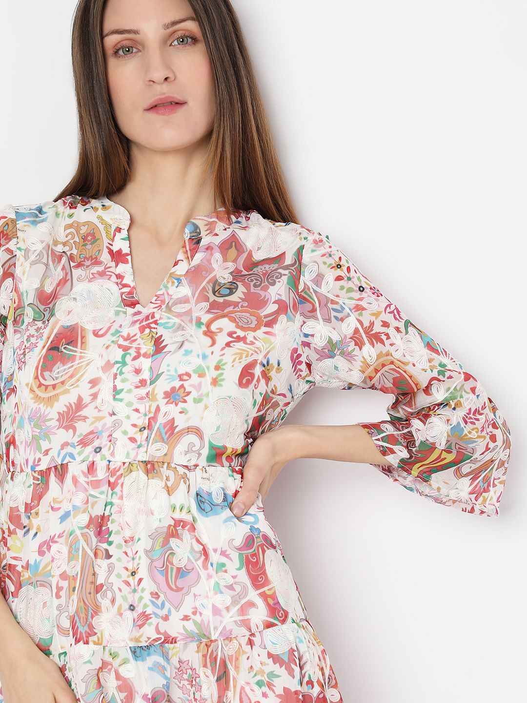 White Printed Tunic Dress