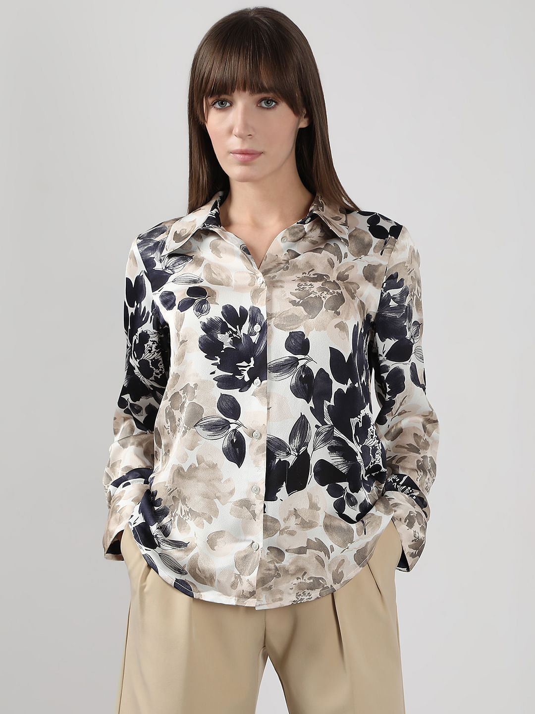 Beige Floral Shirt
