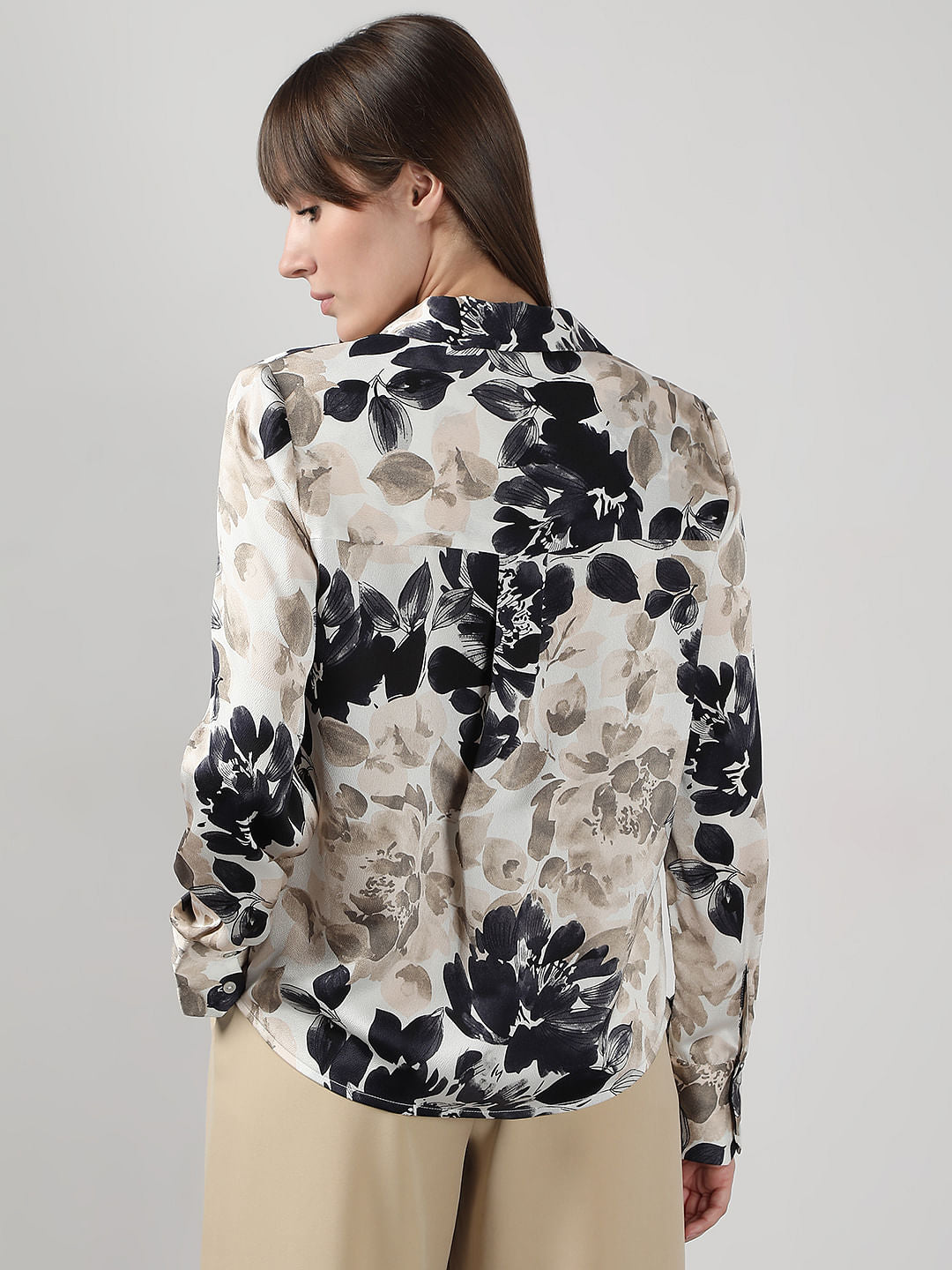 Beige Floral Shirt