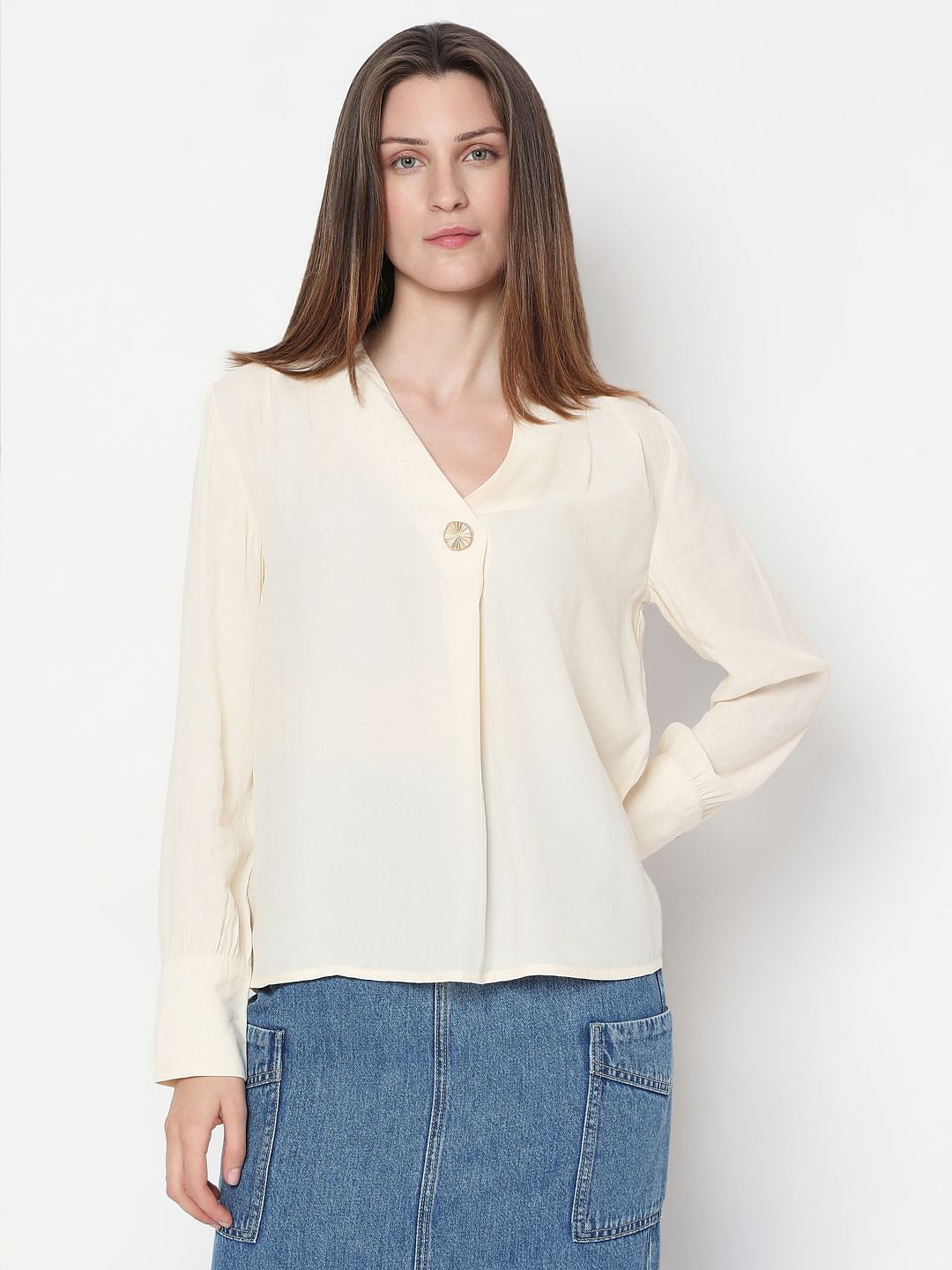 Beige Full Sleeves Top
