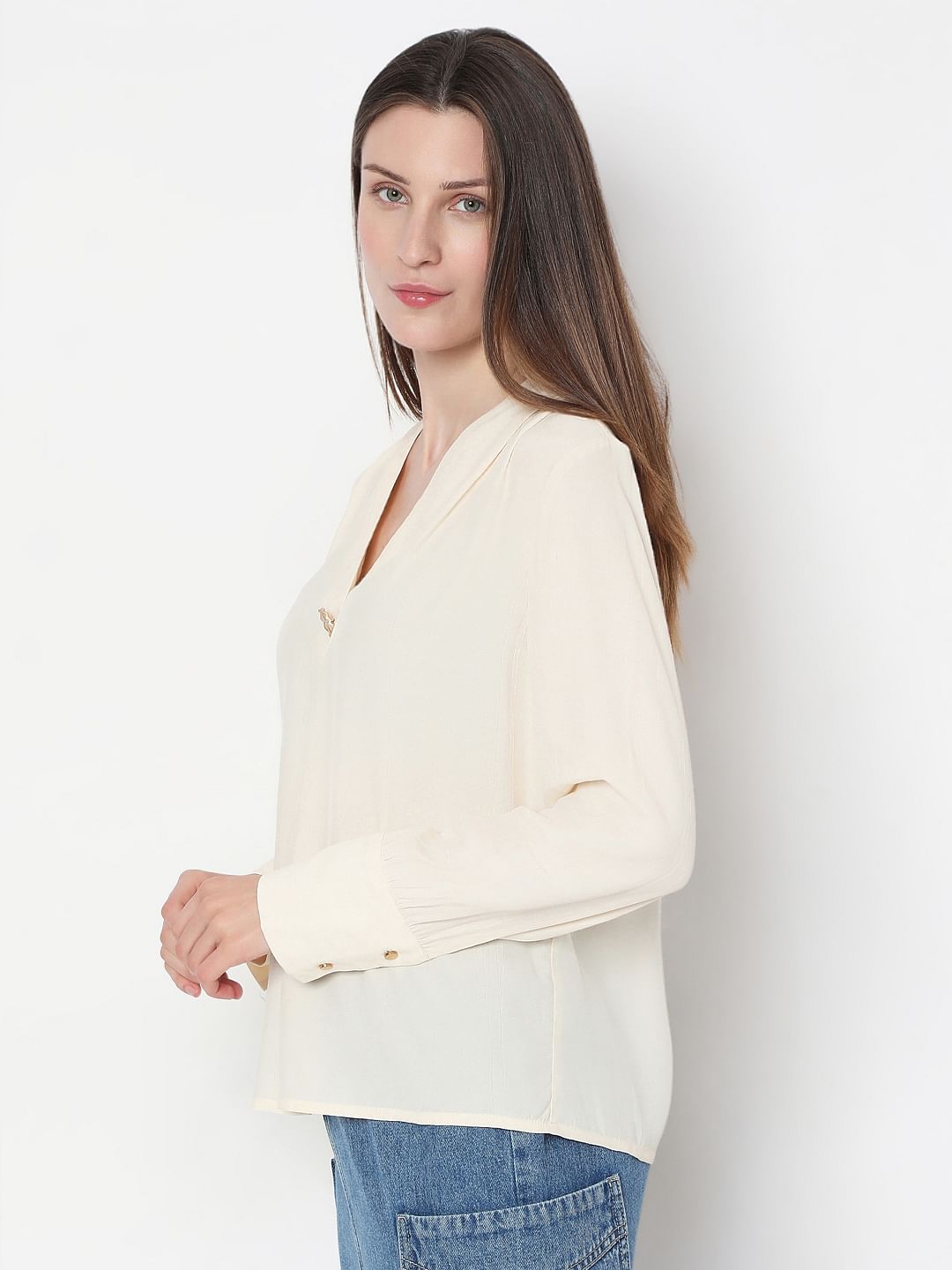 Beige Full Sleeves Top