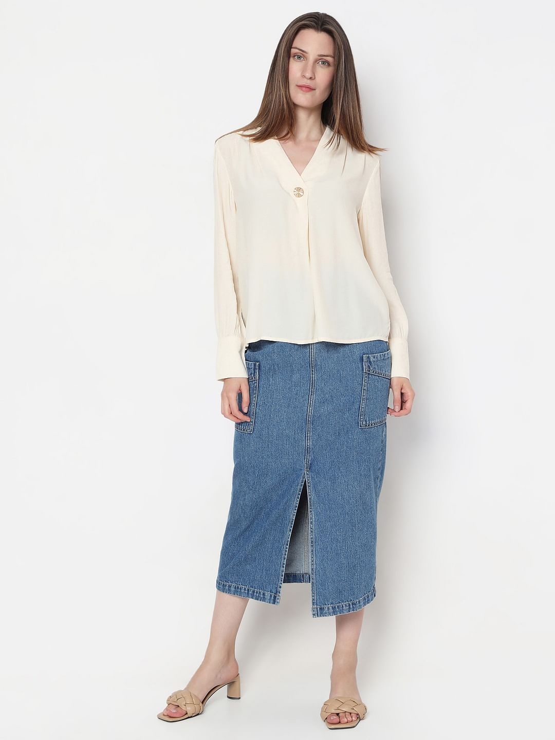 Beige Full Sleeves Top