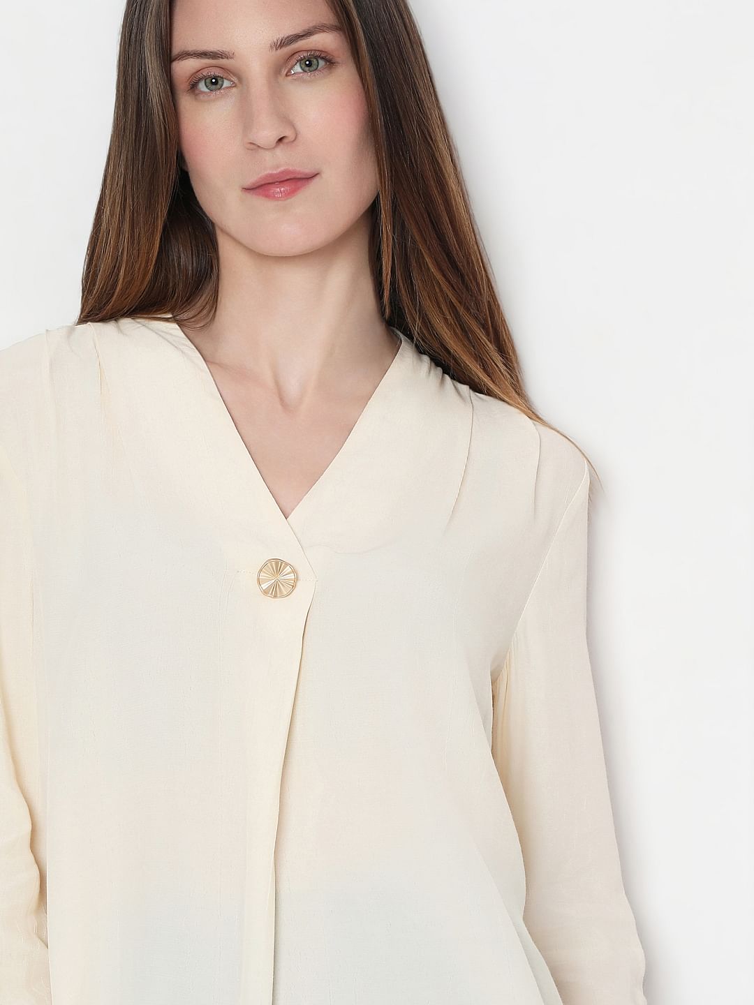 Beige Full Sleeves Top