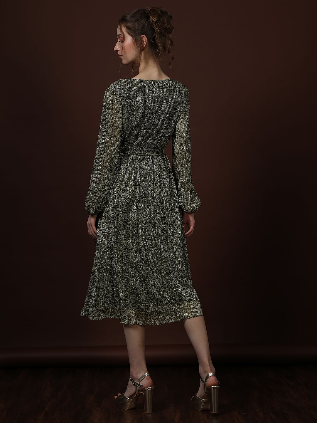 Black Shimmer Wrap Dress