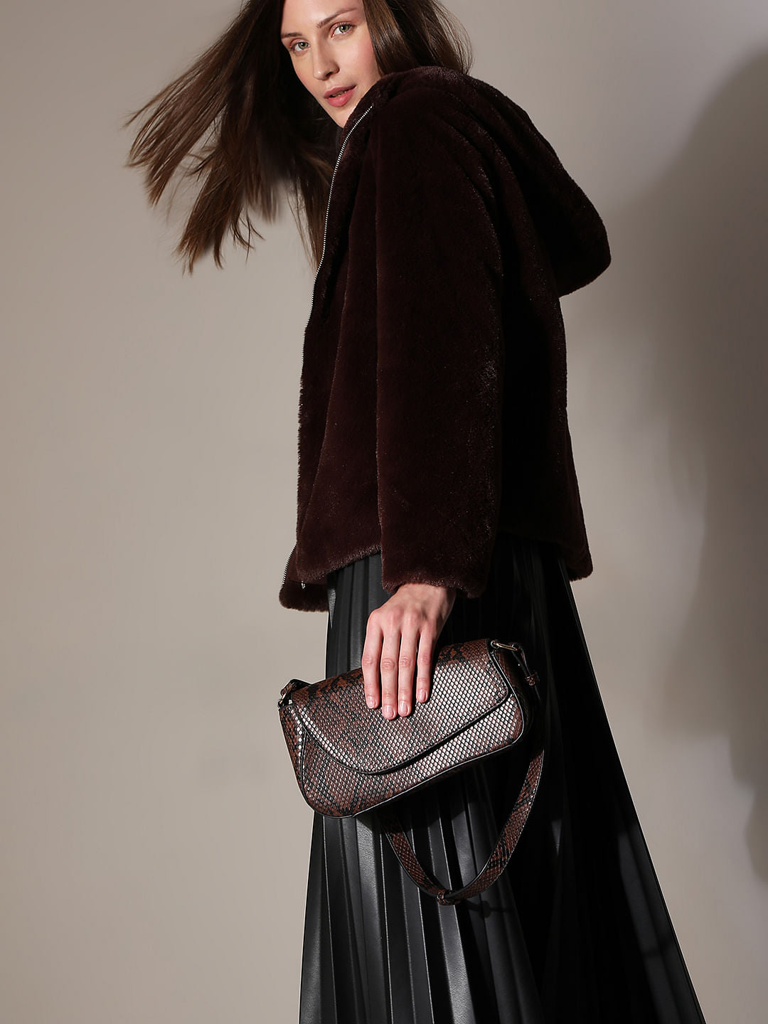 Brown Animal Print Asymmetric Sling Bag