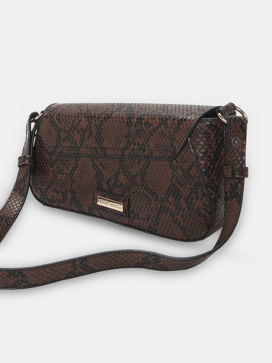 Brown Animal Print Asymmetric Sling Bag