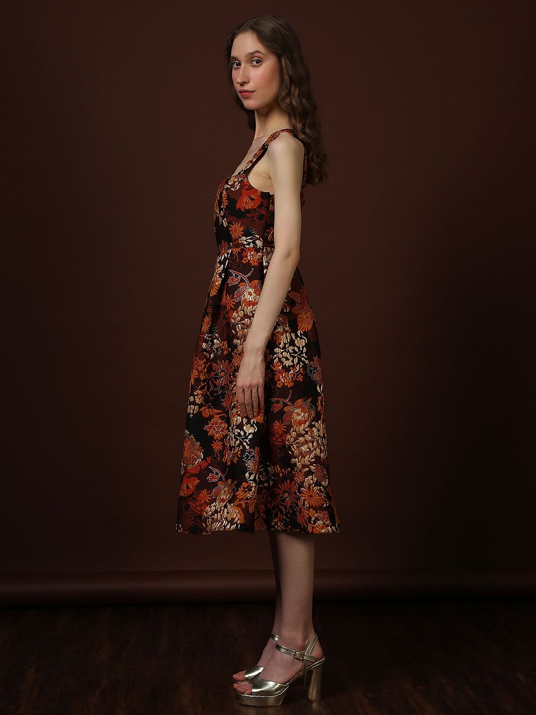 Black Floral Jaquard Dress