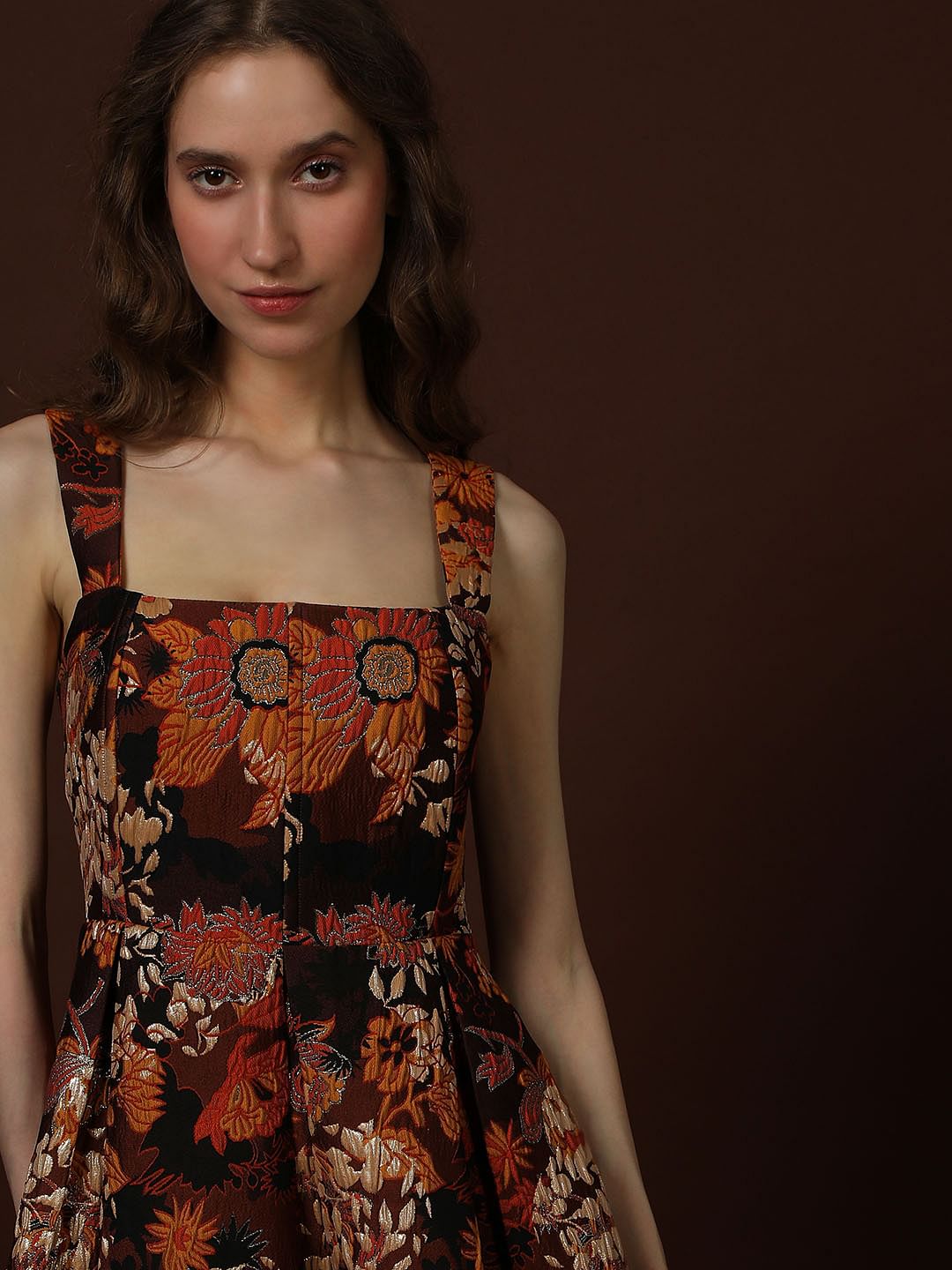 Black Floral Jaquard Dress