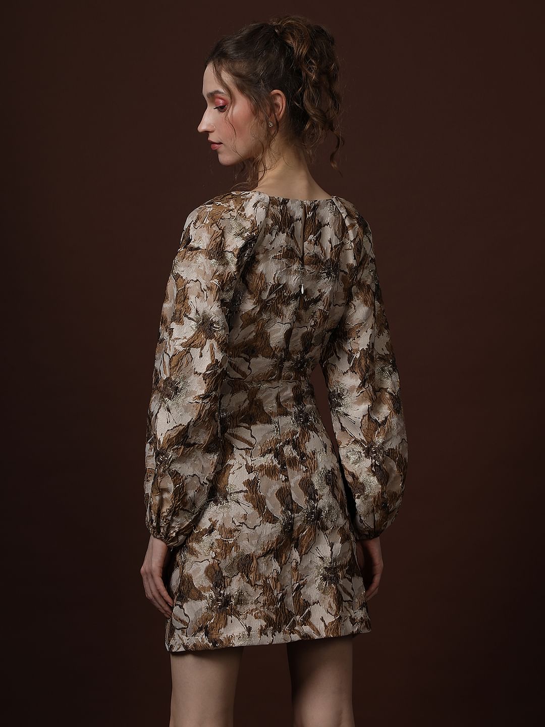 Gold Floral Jaquard Dress
