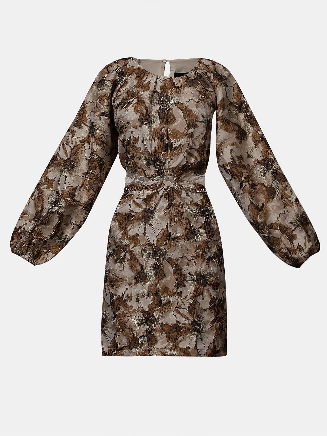 Gold Floral Jaquard Dress