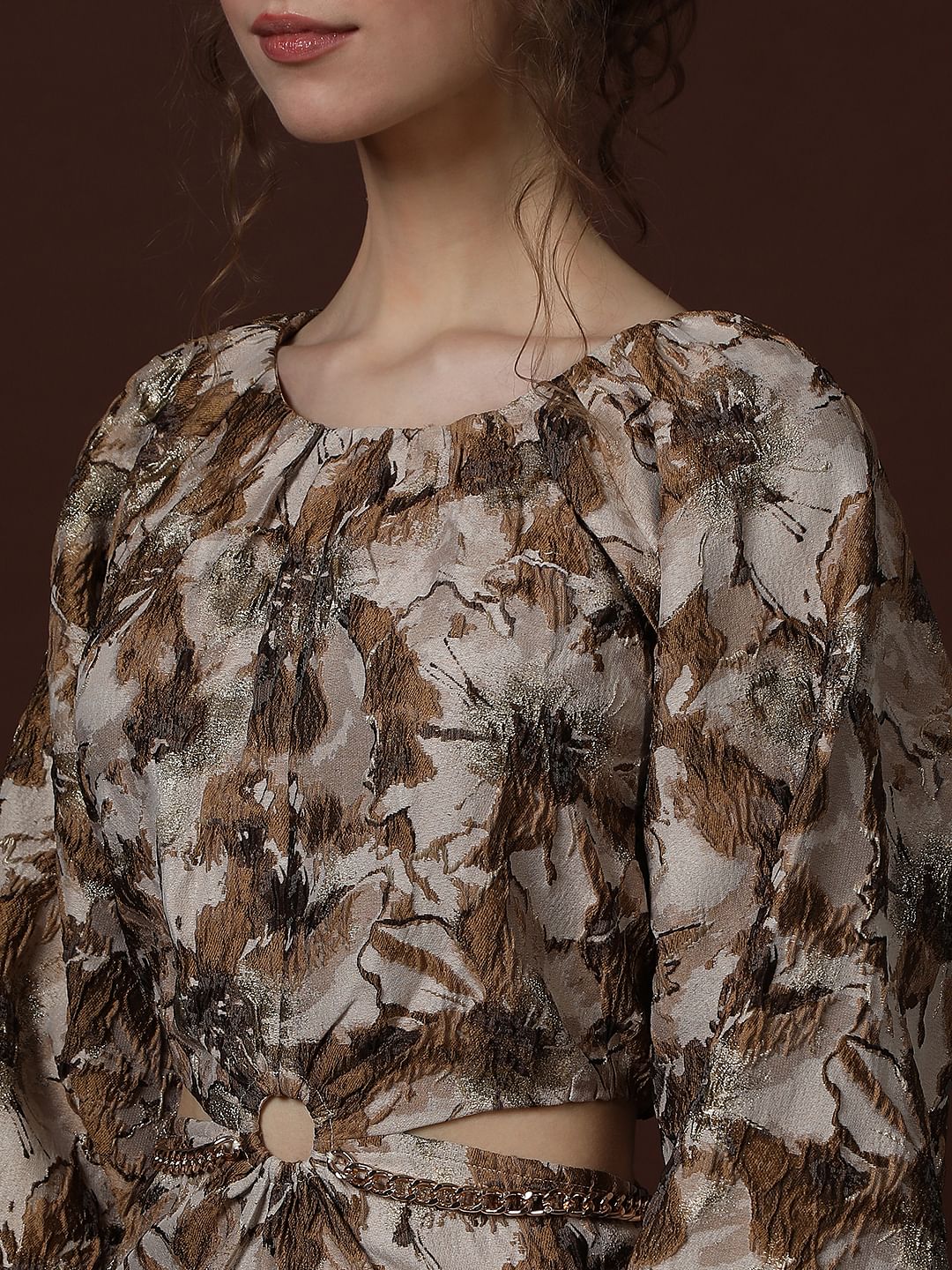 Gold Floral Jaquard Dress