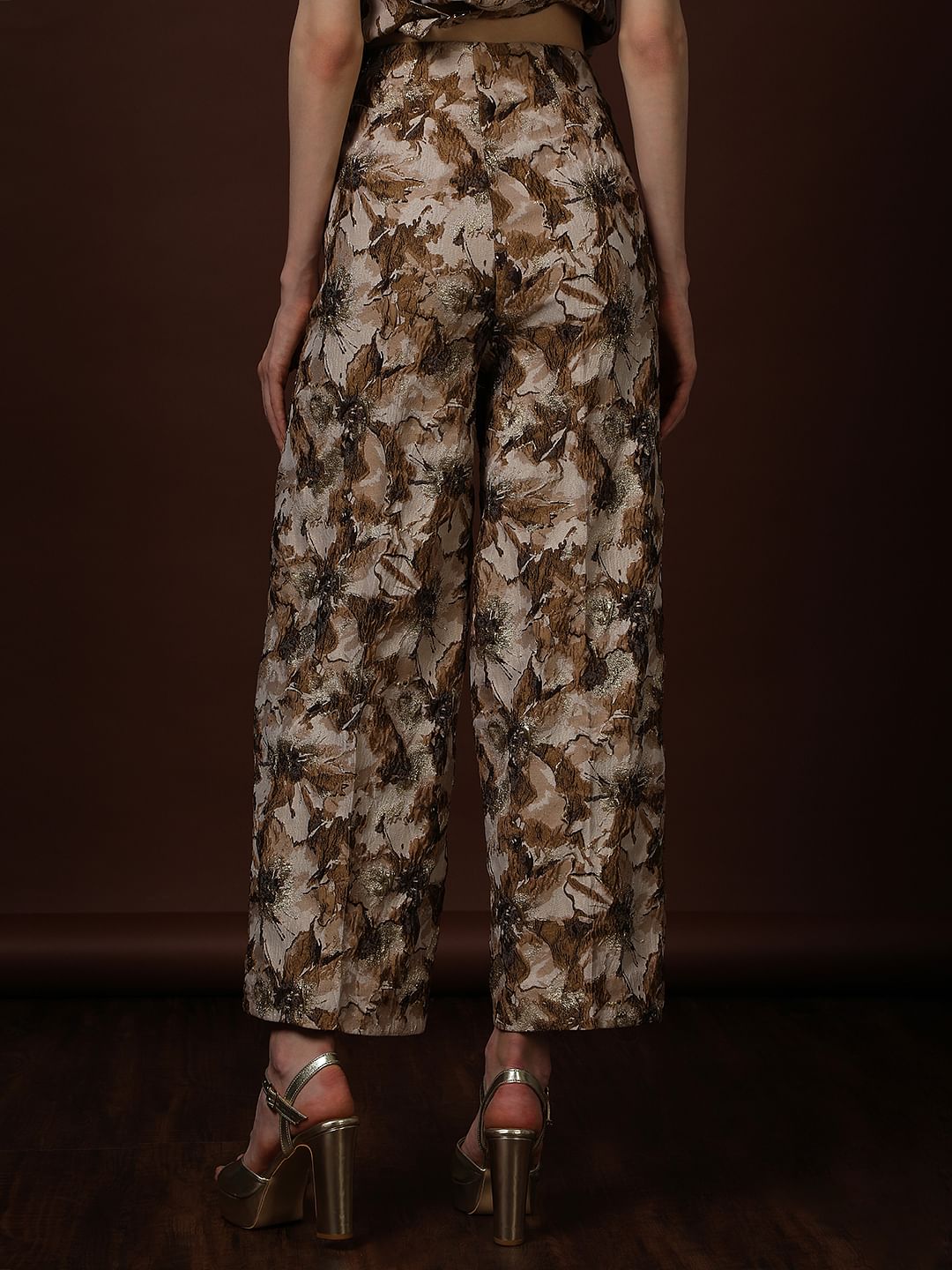 Gold Floral Jaquard Pant