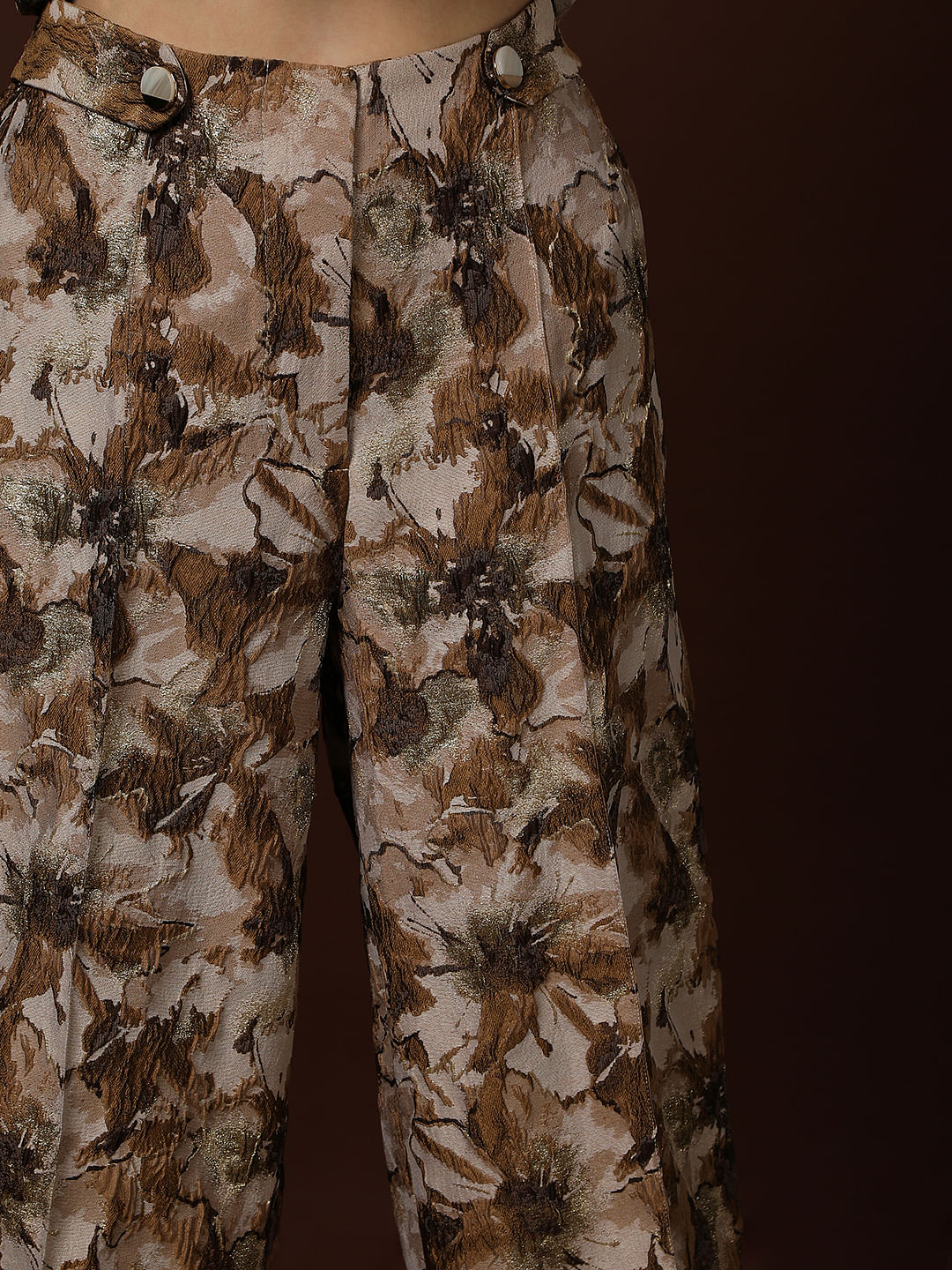 Gold Floral Jaquard Pant