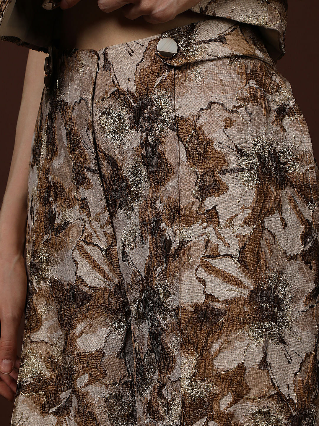 Gold Floral Jaquard Pant