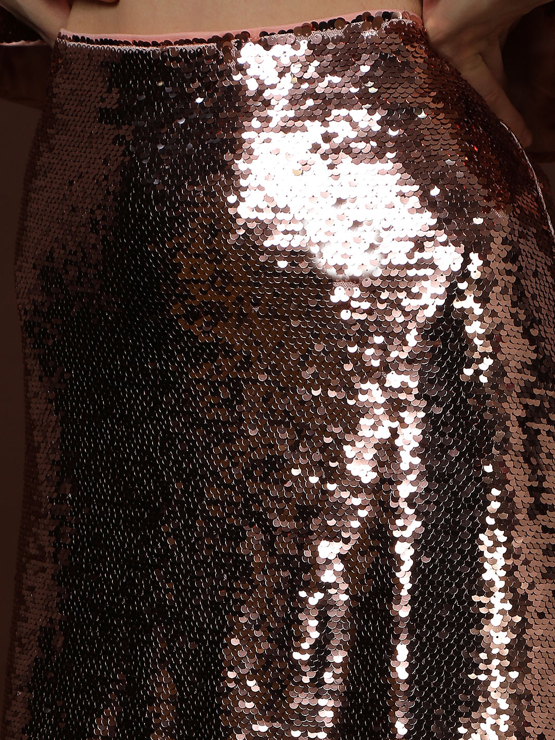 Rose Gold Sequined Co-Ord Set Skirt