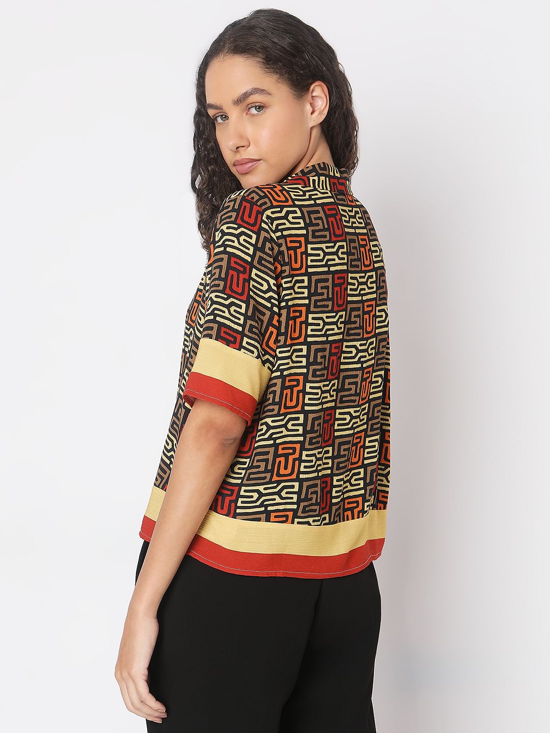 Brown Abstract Print Shirt