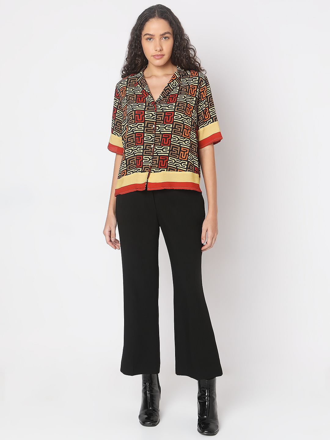 Brown Abstract Print Shirt