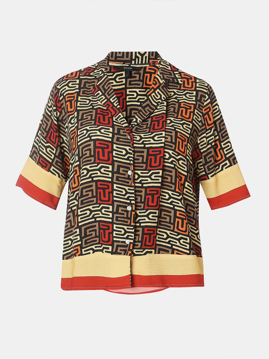 Brown Abstract Print Shirt