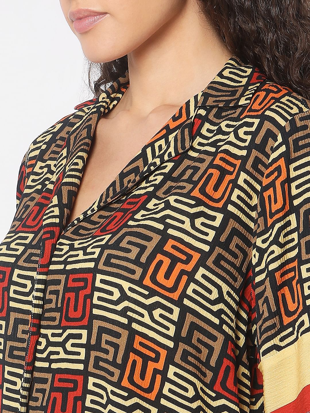 Brown Abstract Print Shirt