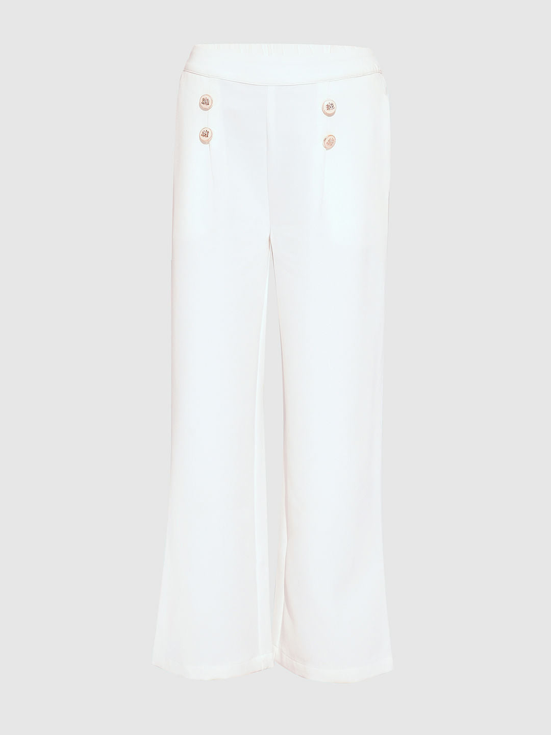Girls White Button Detail Pants