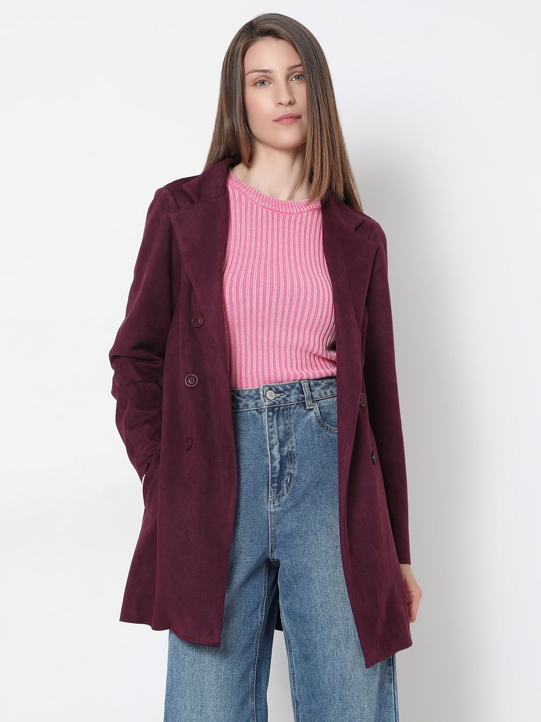 Purple Suede Long Coat