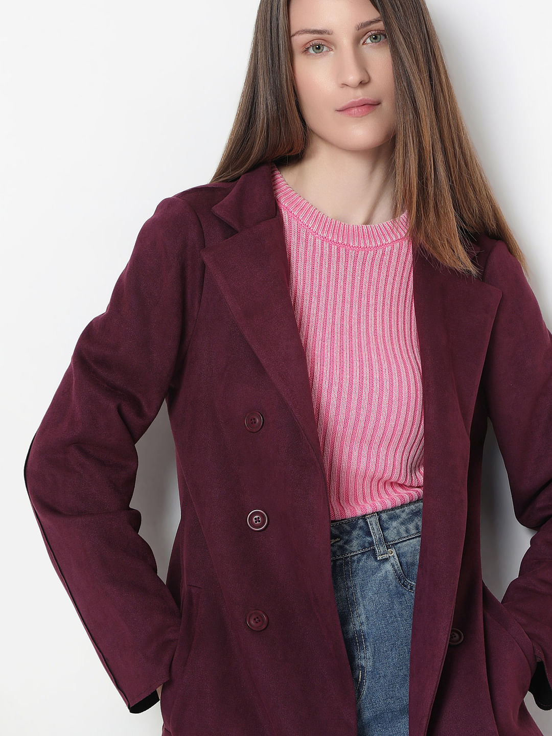 Purple Suede Long Coat