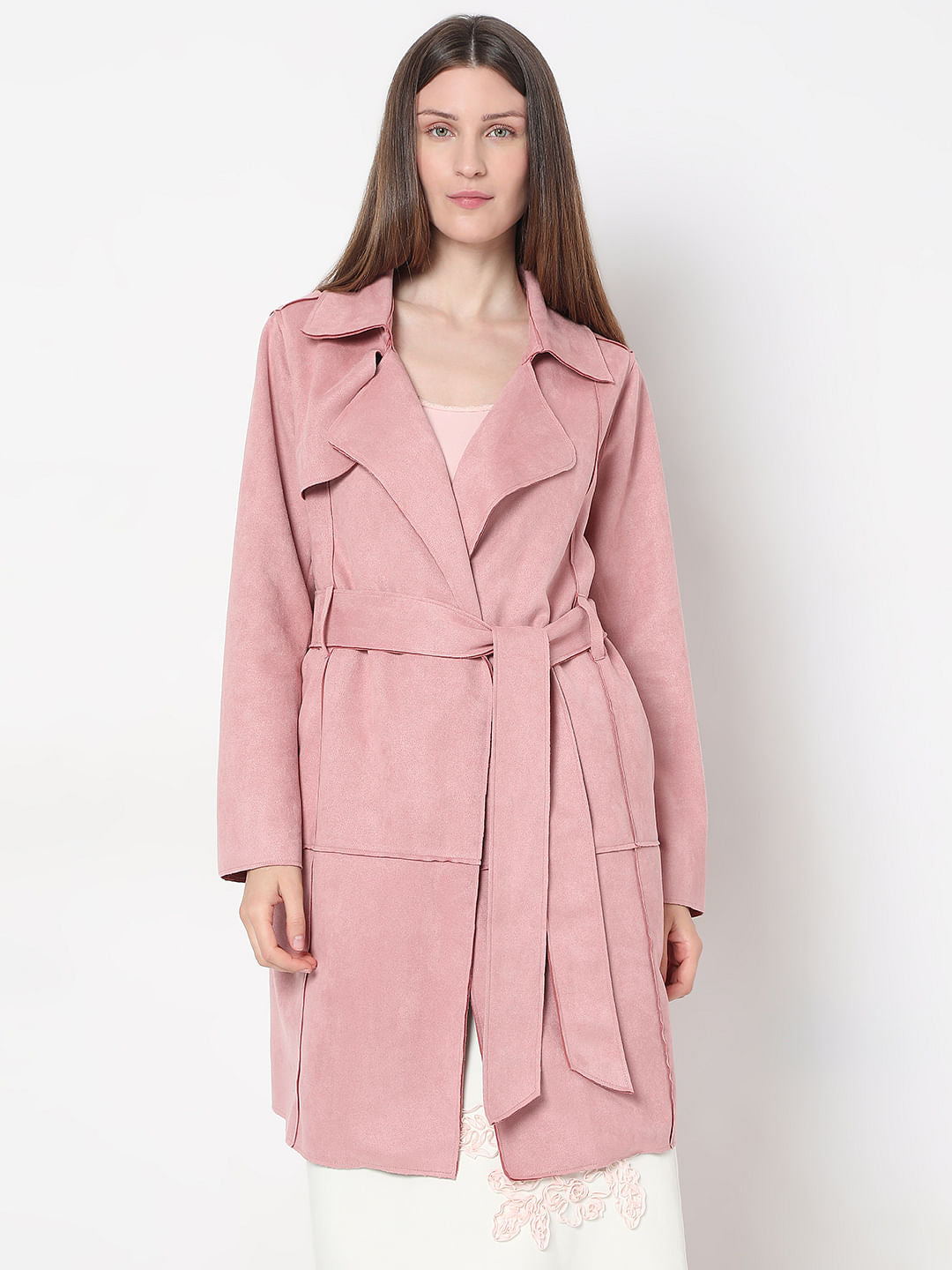 Pink Suede Long Coat