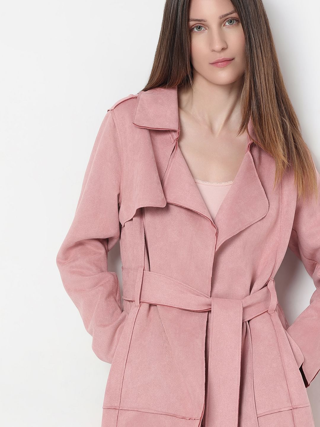 Pink Suede Long Coat