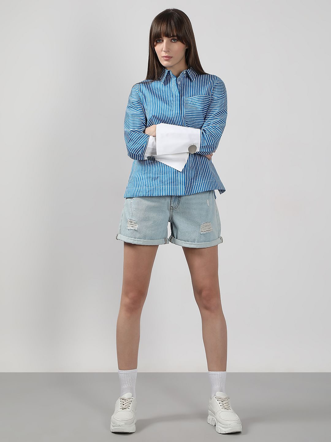 Blue Striped Cotton Shirt