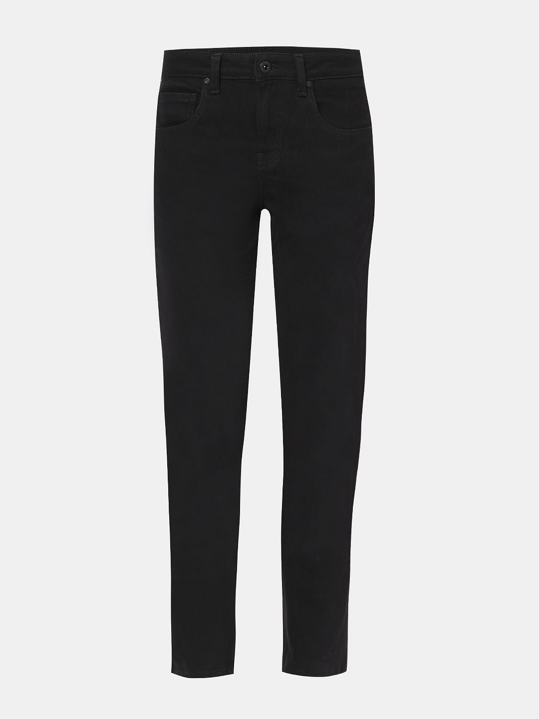 Black Mid Rise Straight Fit Jeans