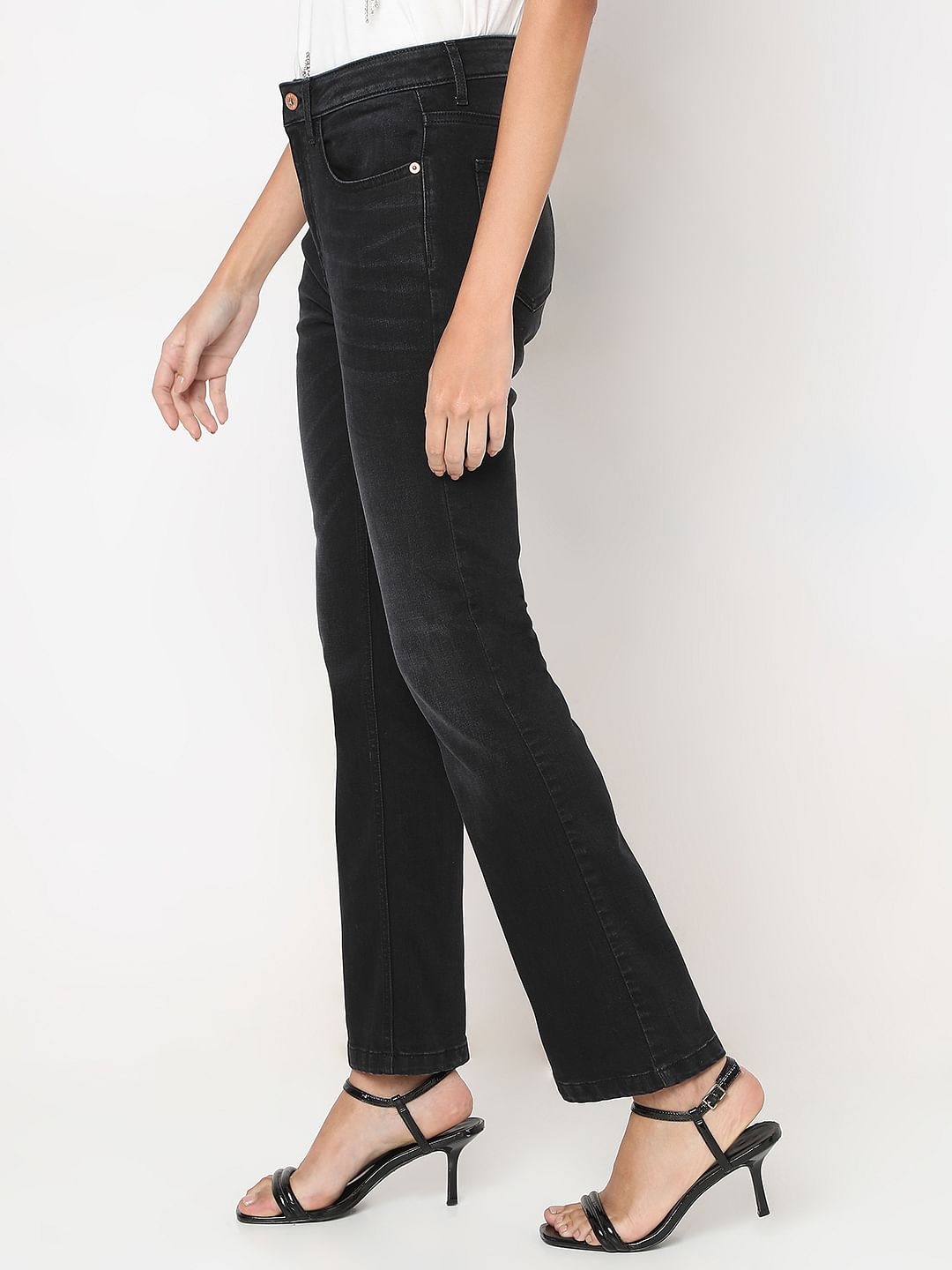 Black High Rise Bootcut Jeans