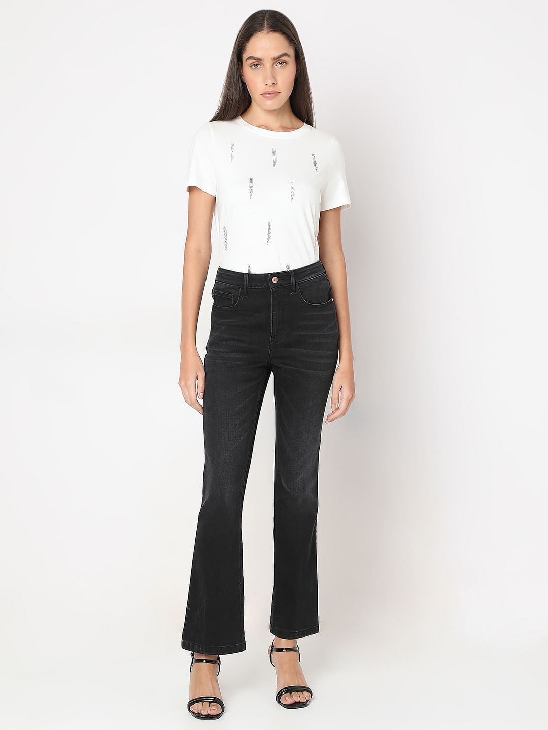 Black High Rise Bootcut Jeans