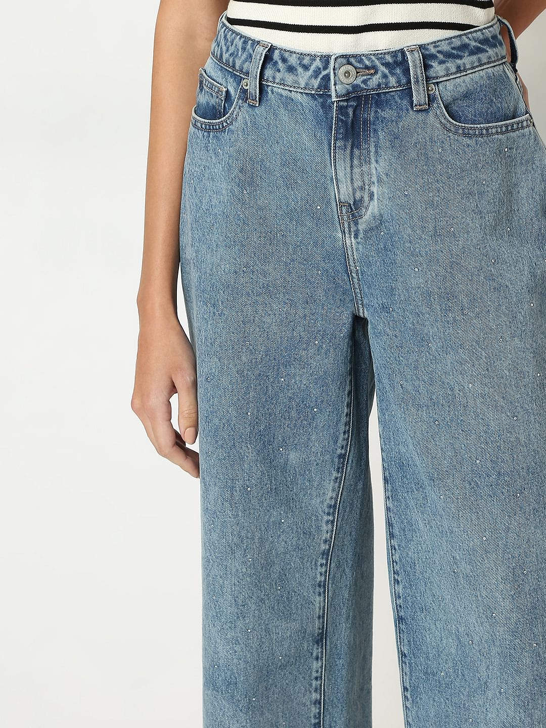 Blue Wide Leg Jeans