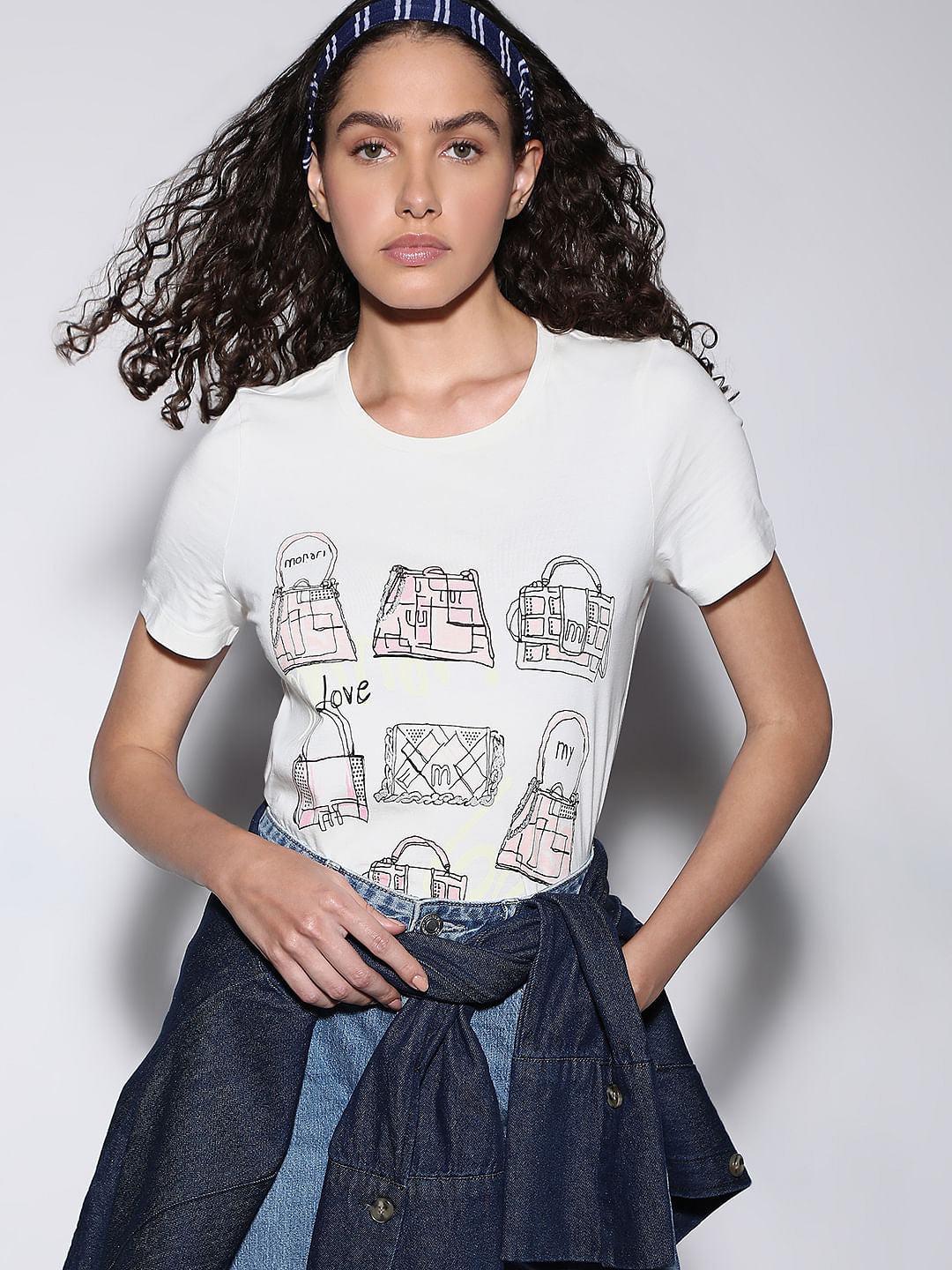 White Graphic Print Cotton T-Shirt