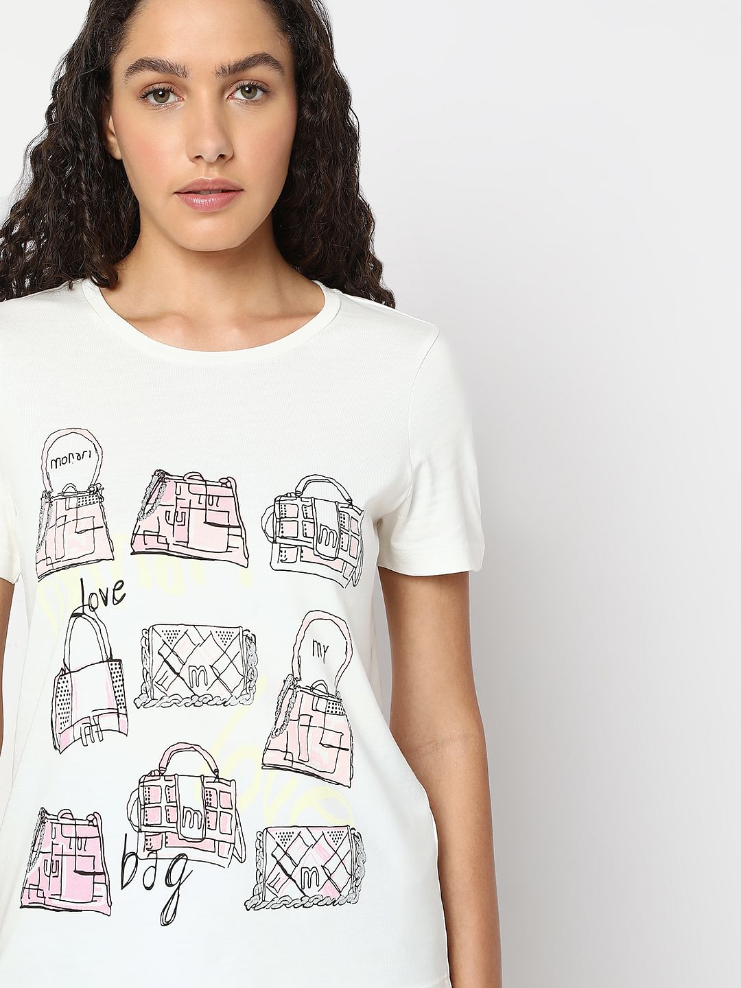 White Graphic Print Cotton T-Shirt