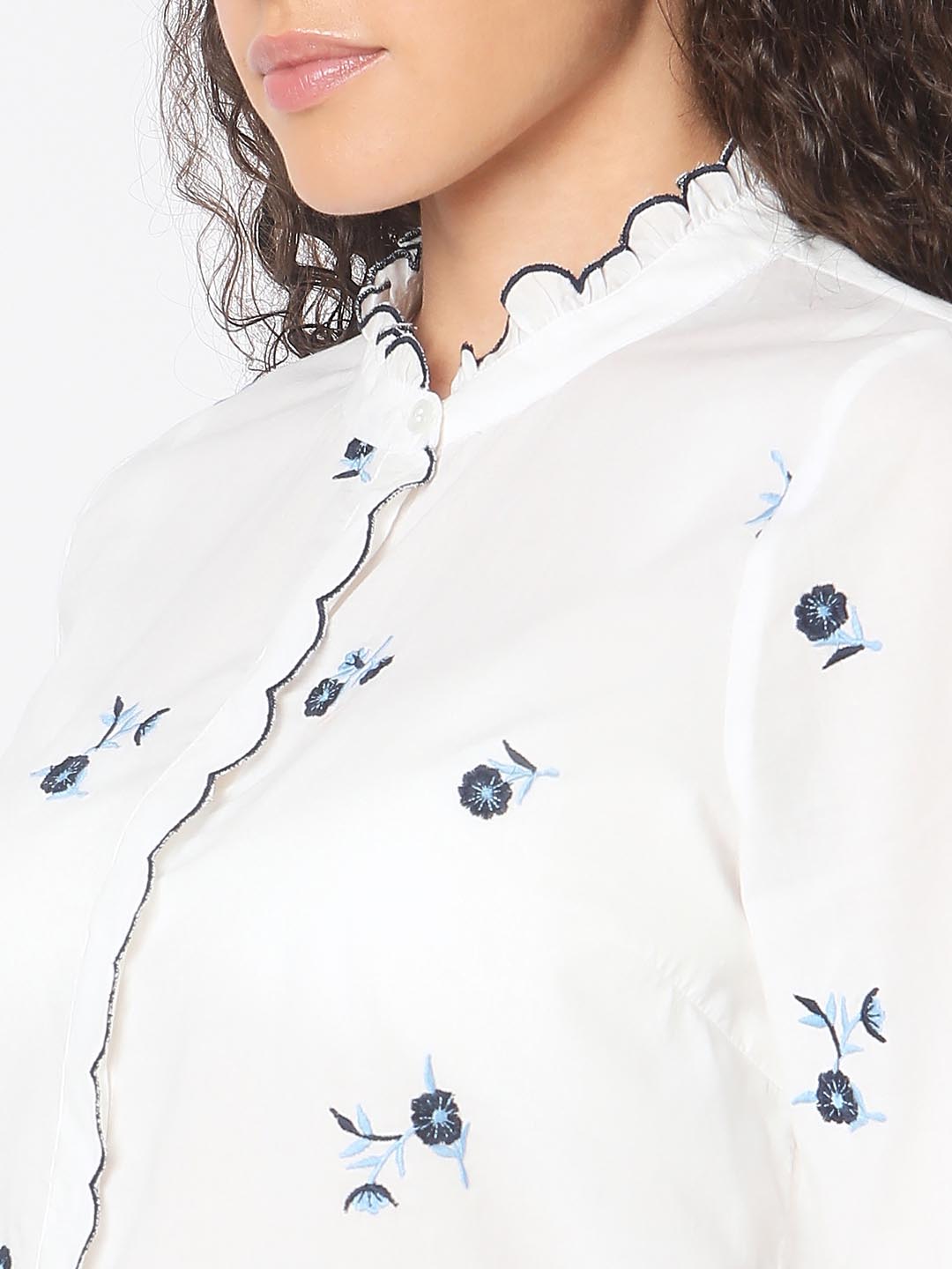 Vero Moda White Printed Cotton Shirt