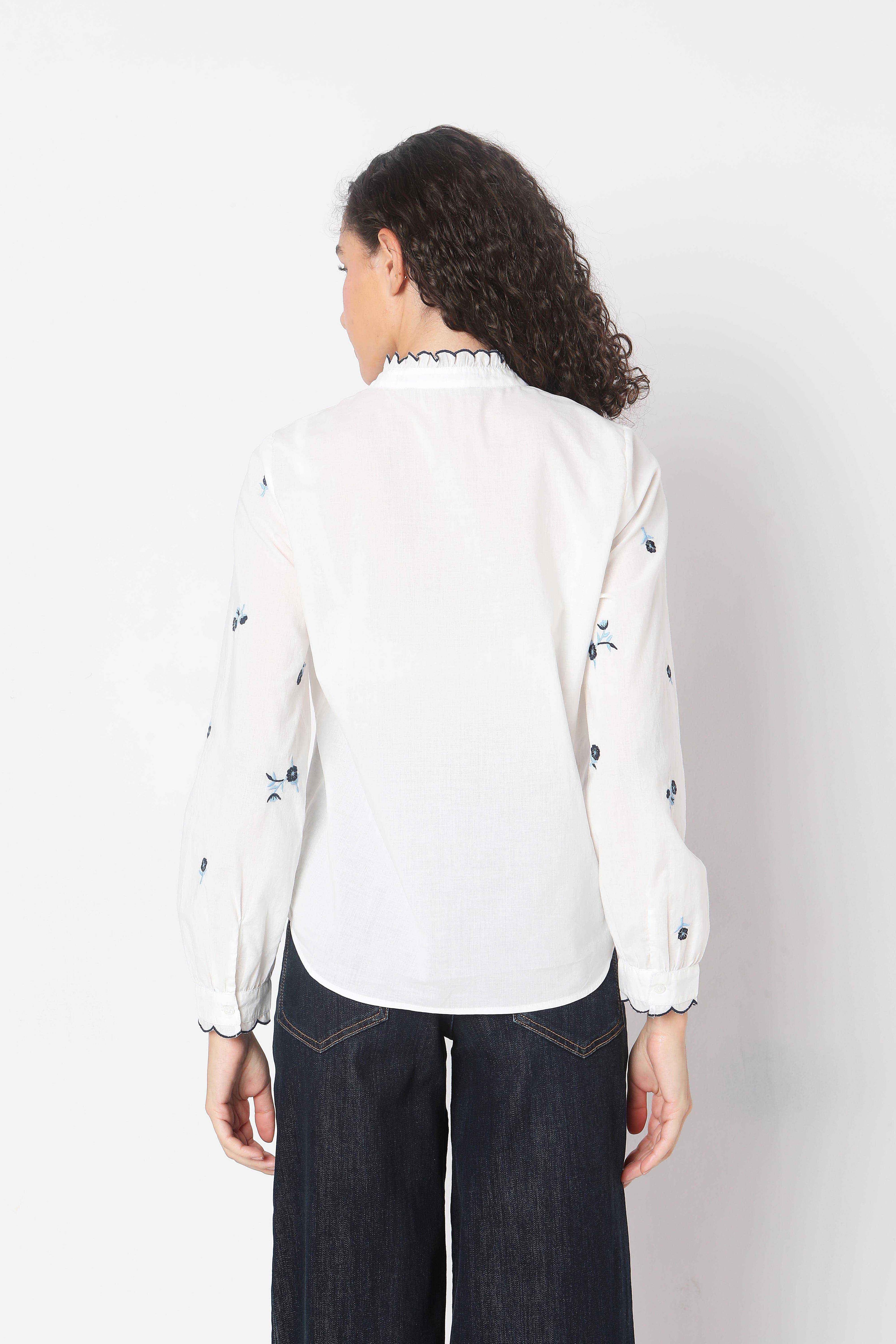 Vero Moda White Printed Cotton Shirt