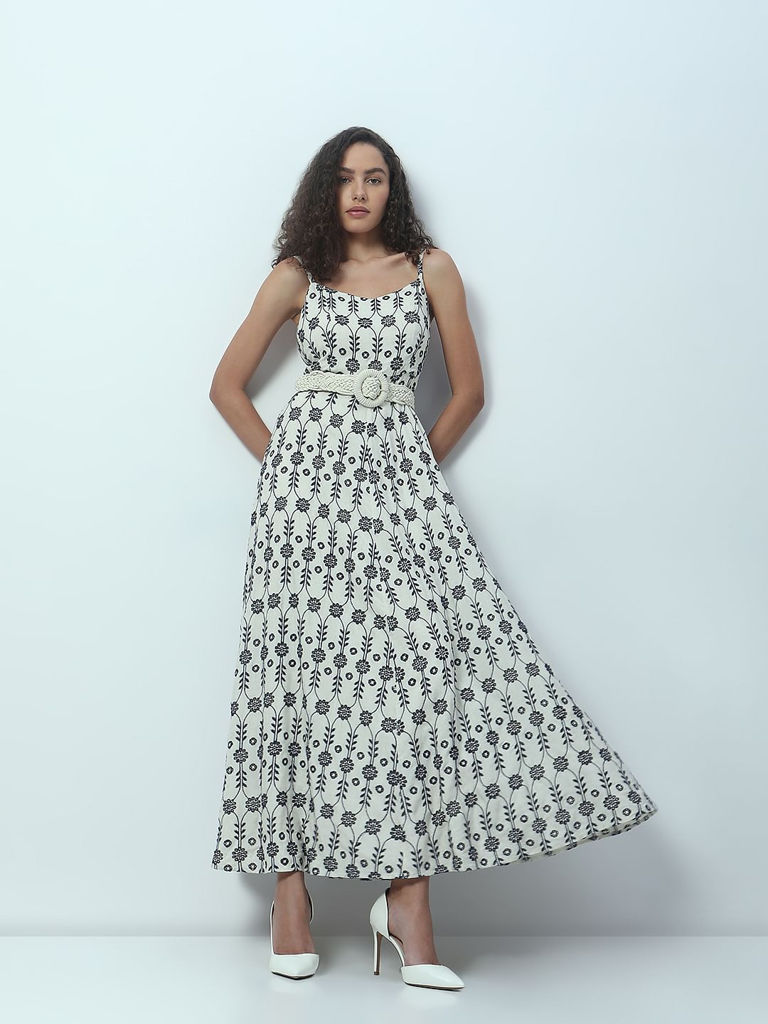 Off-White Embroidered Maxi Dress