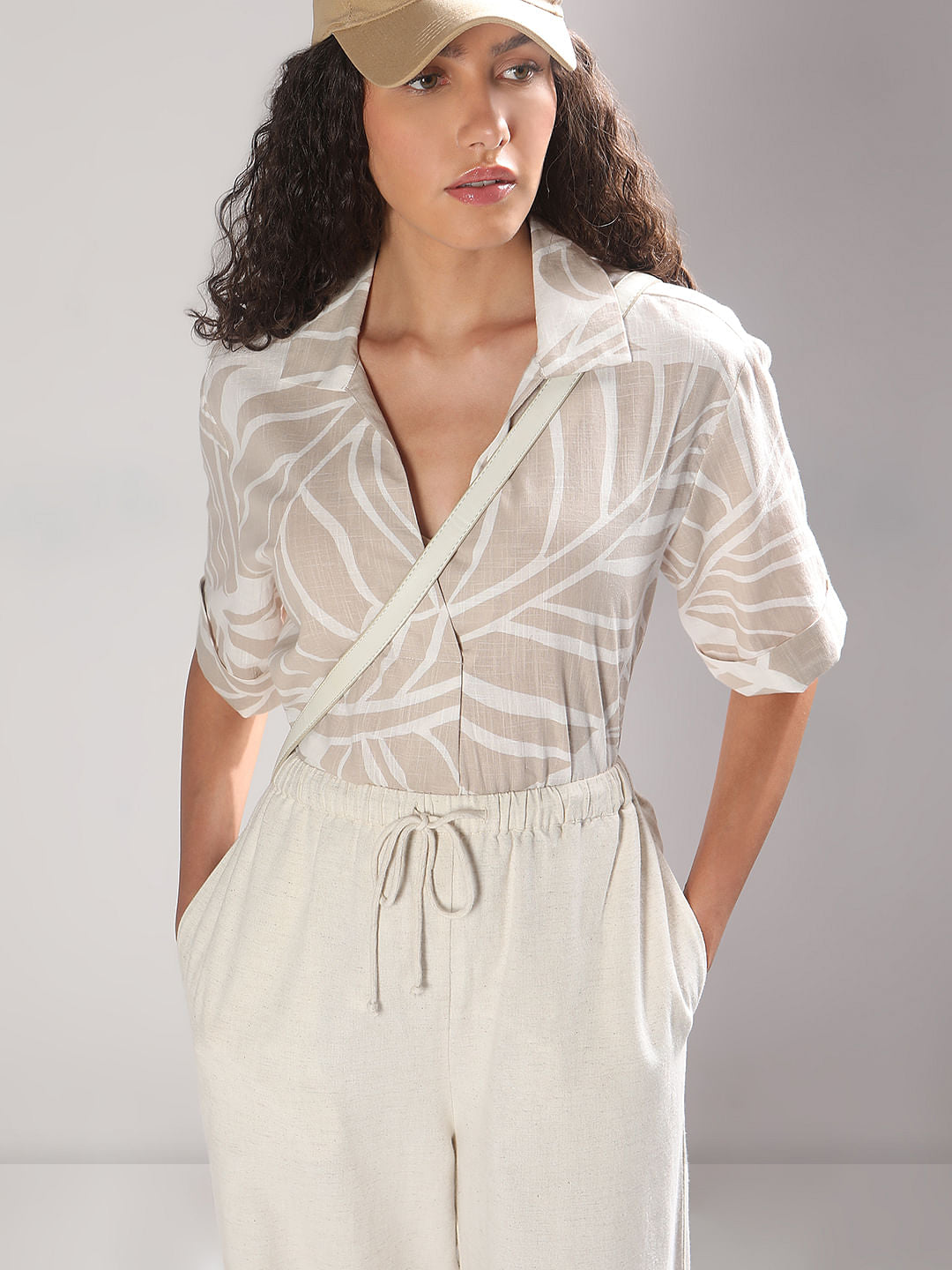 Beige Abstract Print Shirt