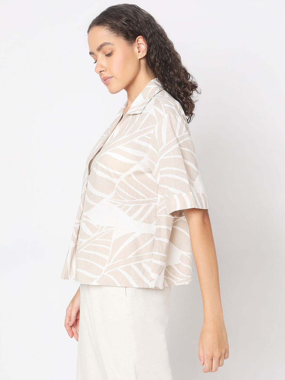 Beige Abstract Print Shirt