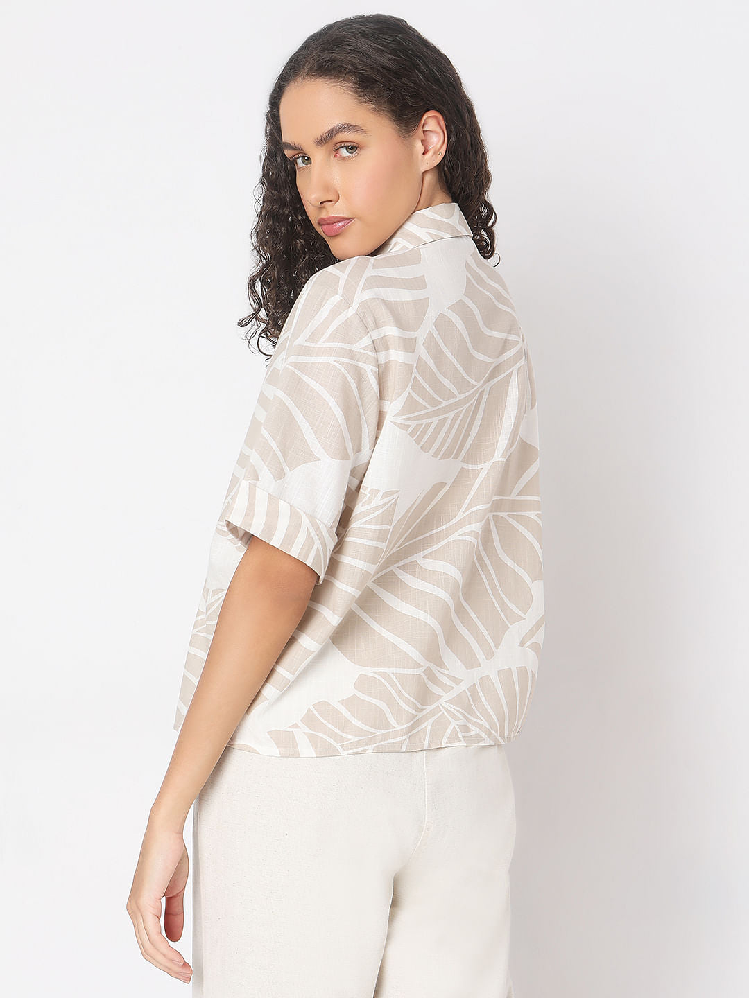 Beige Abstract Print Shirt
