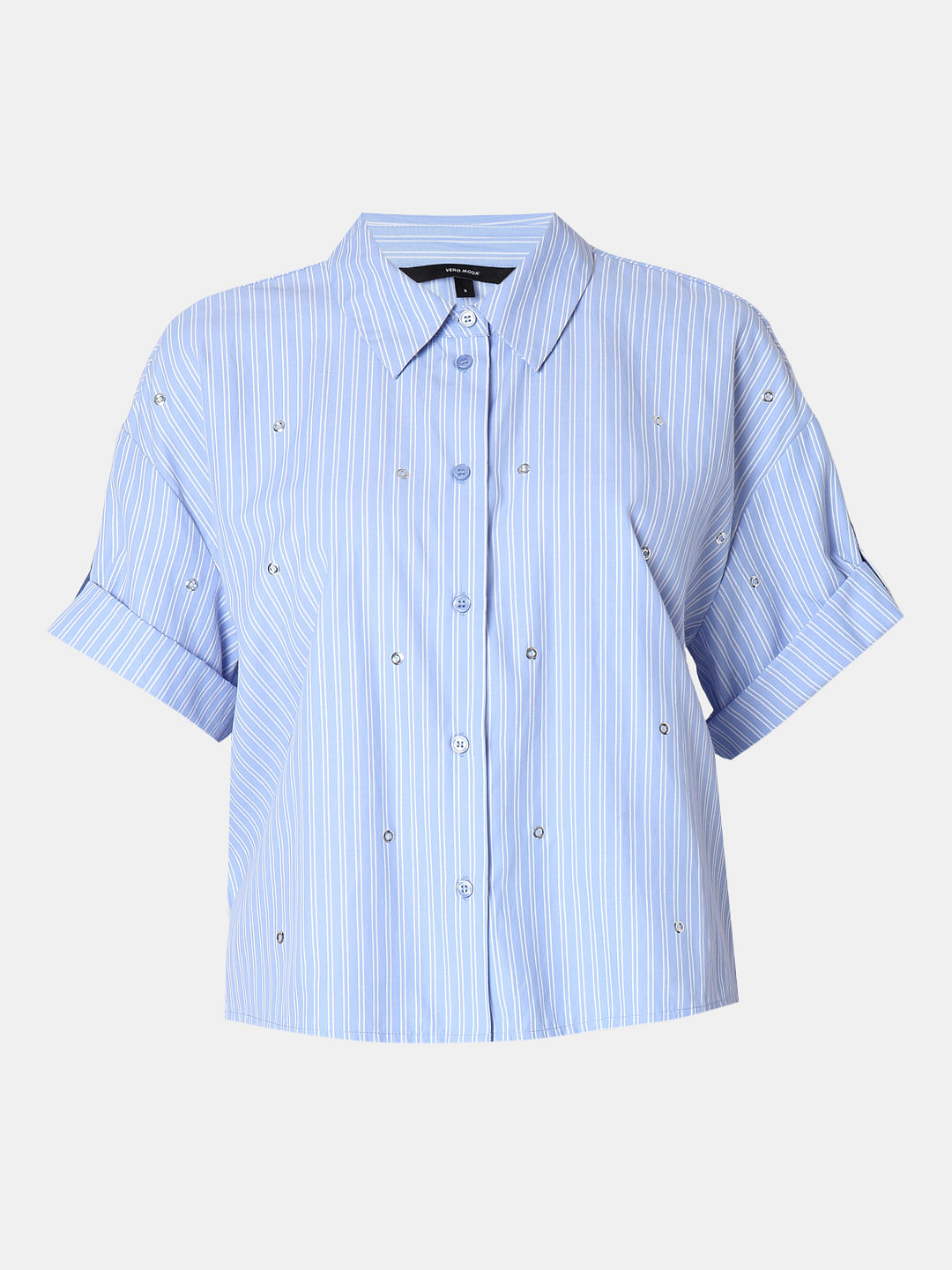 Blue Striped Embellished Shirt